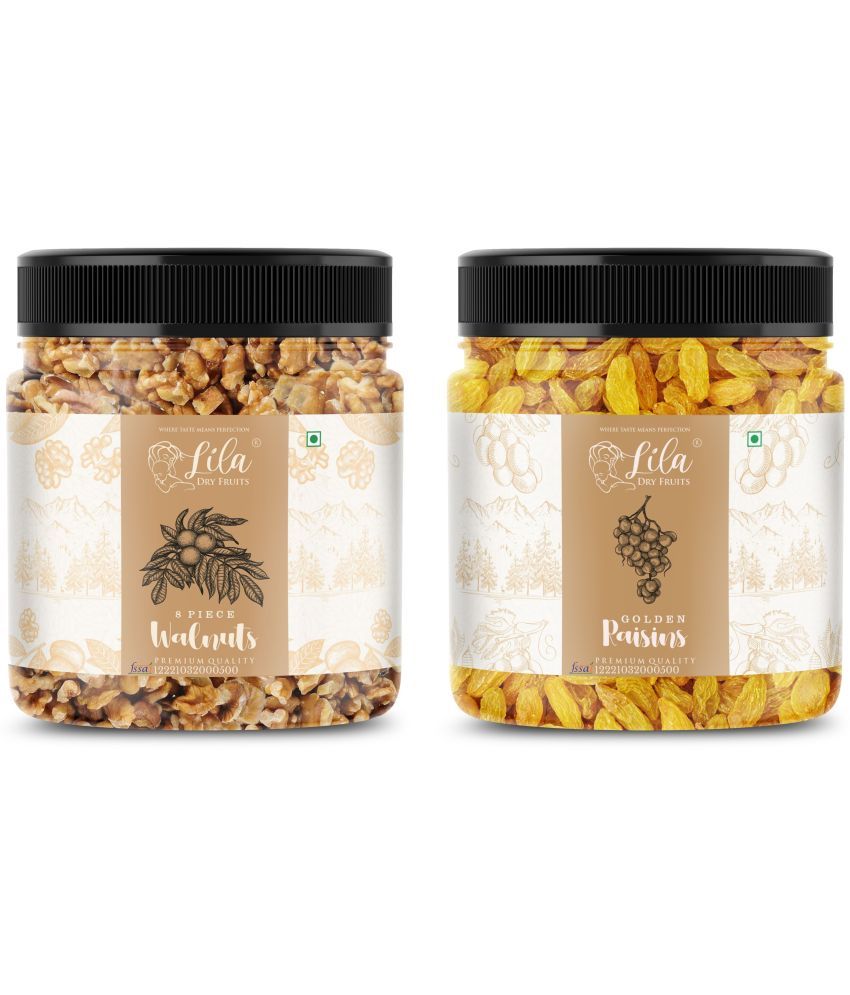     			Lila Dry Fruits Green Raisin (250gm) & Walnuts(250gm) Combo | Kishmish Akhrot Combo