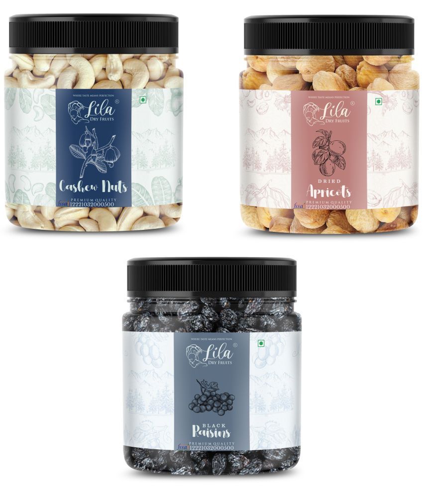     			Lila Dry Fruits Cashew (100gm), Black Raisin(100gm) & Apricot(100 gm) Combo | Dry Fruits Combo