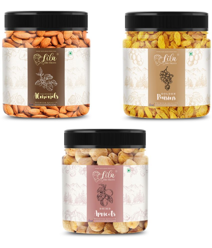     			Lila Dry Fruits Almond (100gm), Green Raisin(100gm) & Apricots(100 gm) Combo | Dry Fruits Combo