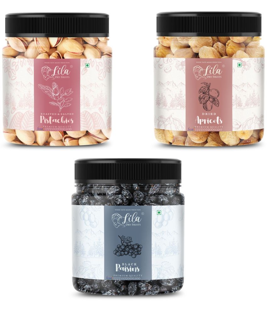     			Lila Dry Fruits Pistachios (250gm),Black Raisin(250gm)& Apricot(250 gm) Combo | Dry Fruits Combo