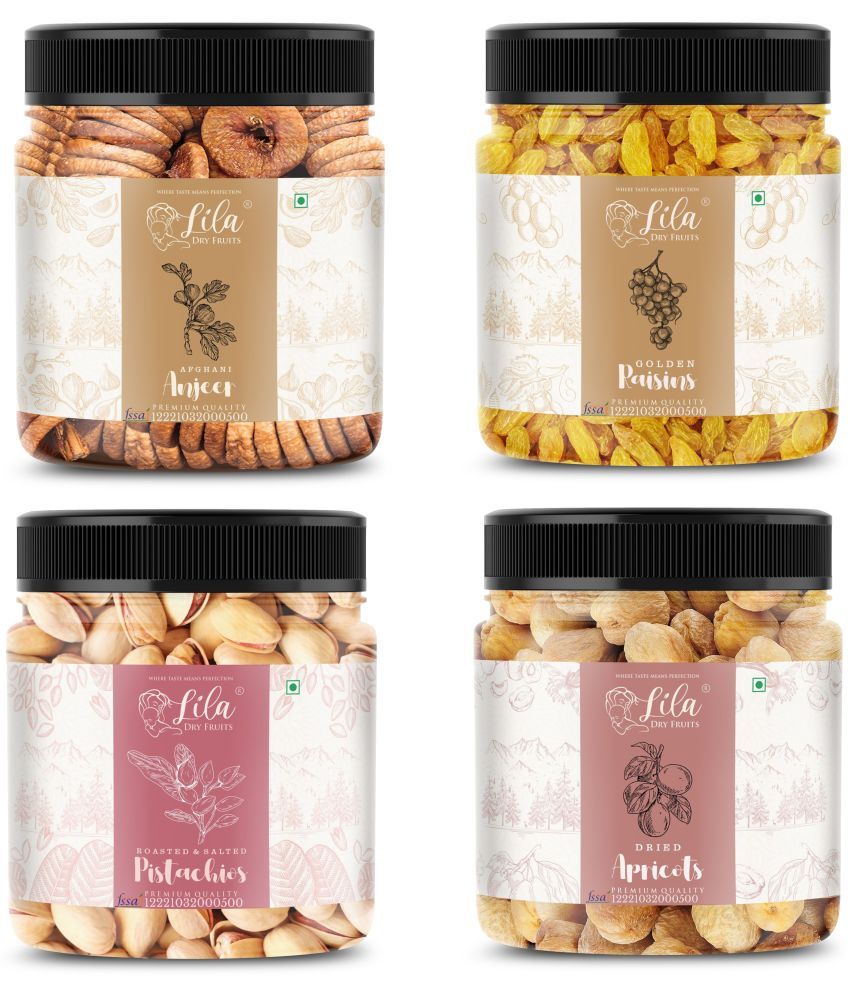     			Lila Dry Fruits Figs(250gm), Pistachios(250gm), Green Raisins(250gm) & Apricots(250 gm)