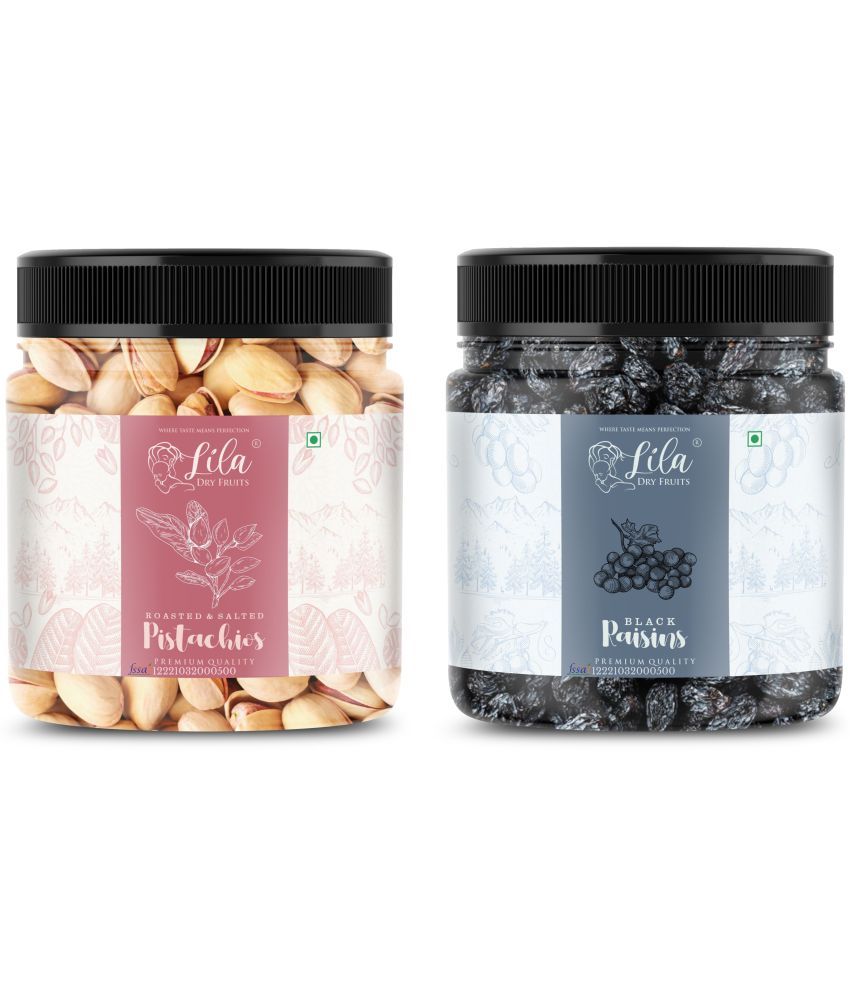     			Lila Dry Fruits Black Raisin (250gm) & Pistachios(250gm) Combo | Kishmish Pista Combo