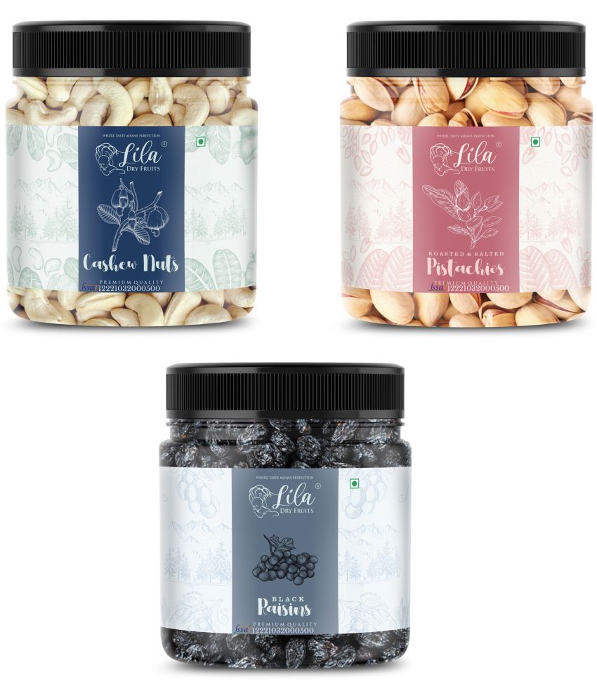     			Lila Dry Fruits Cashew (250gm), Pista(250gm) & Black Raisin(250 gm) Combo | Kaju Pista Kishmish