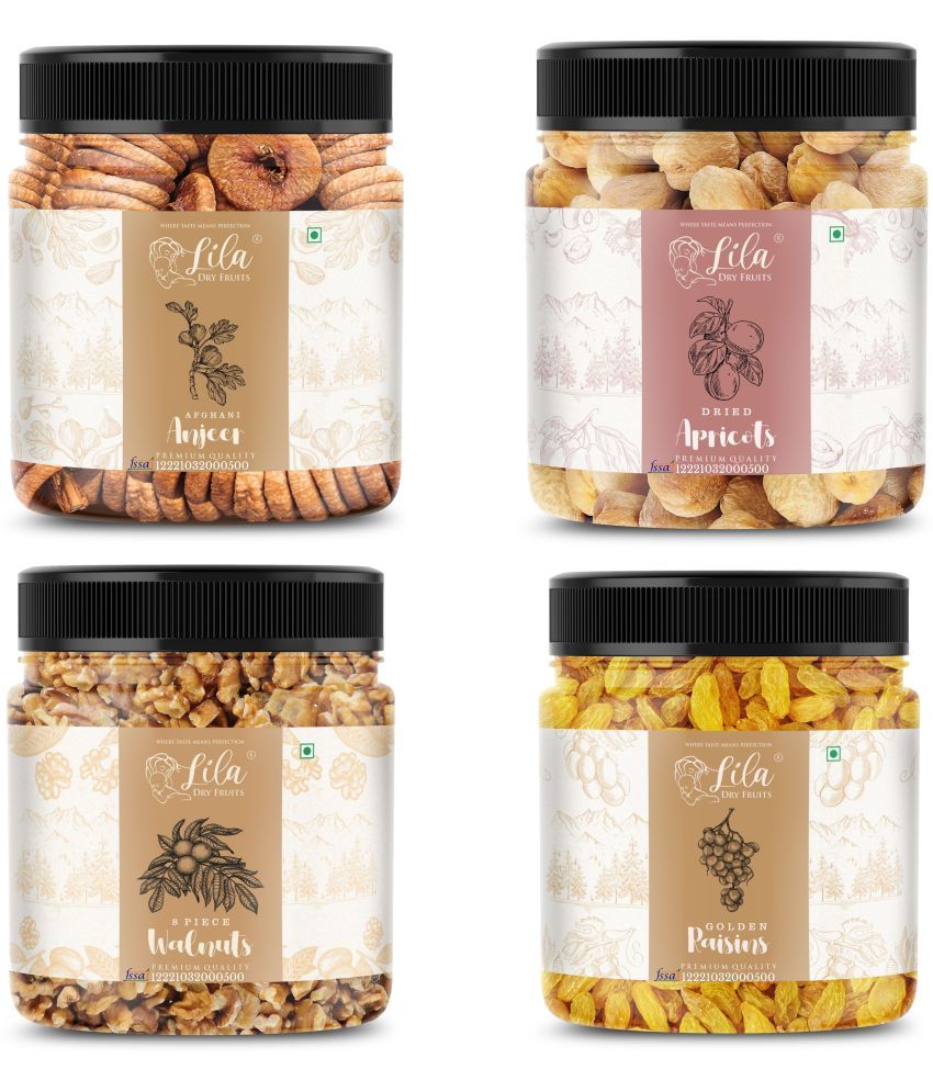     			Lila Dry Fruits Figs(250gm), Walnut (250gm), Green Raisin (250gm) & Apricots(250 gm) Combo