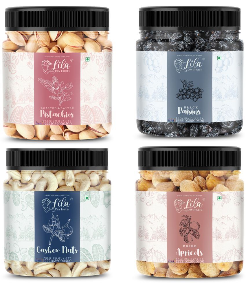     			Lila Dry Fruits Cashew(250gm), Pistachios(250gm), Black Raisins(250gm) & Apricots(250 gm)