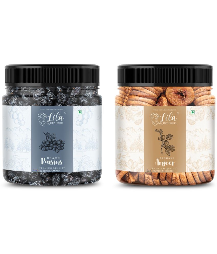     			Lila Dry Fruits Figs (500gm) & Black Raisins (500gm) Combo | Anjeer Kishmish Combo