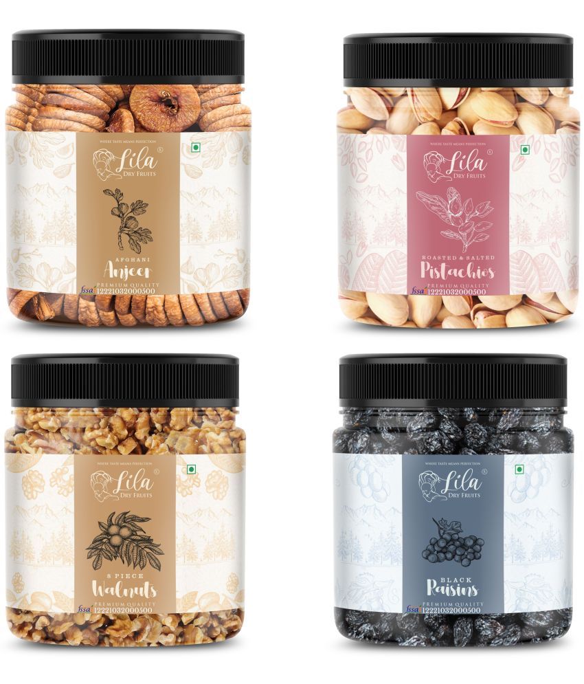     			Lila Dry Fruits Figs(250gm), Pistachios(250gm), Walnut(250gm) & Black Raisins(250 gm) Combo