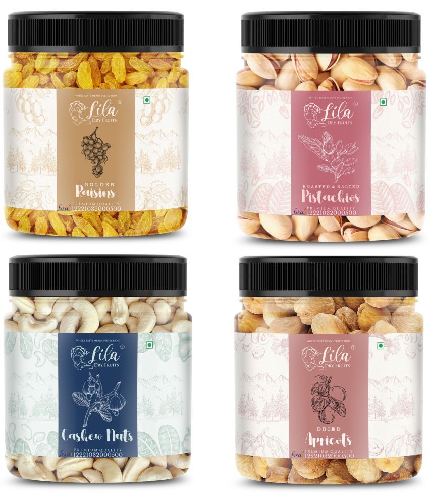     			Lila Dry Fruits Cashew(250gm), Pistachios(250gm), Green Raisins(250gm) & Apricots(250 gm)