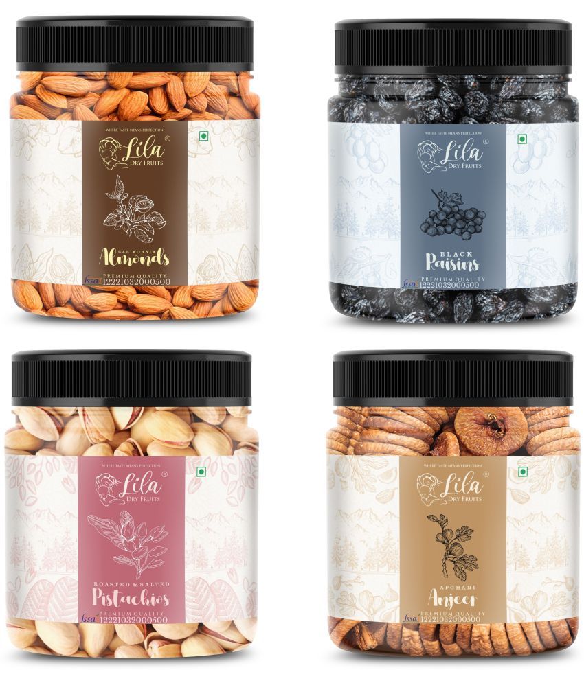     			Lila Dry Fruits Figs(250gm), Almond (250gm), Pistachios (250gm) & Black Raisin(250 gm)