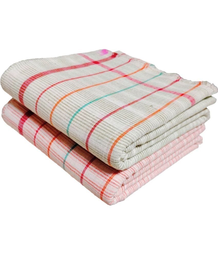     			Mk weaves Cotton Striped Below 300 -GSM Bath Towel ( Pack of 2 ) - Multicolor