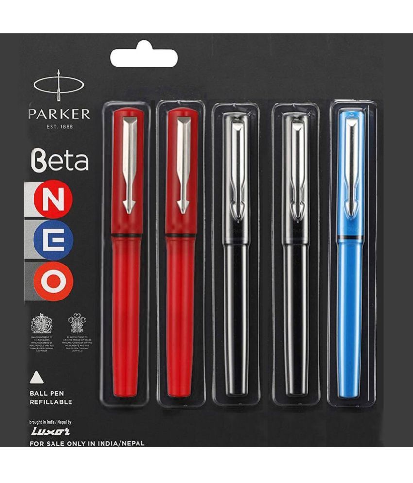     			Parker Beta Neo Ball Pen 2 - Red, 1 - Blue & 2 - Black