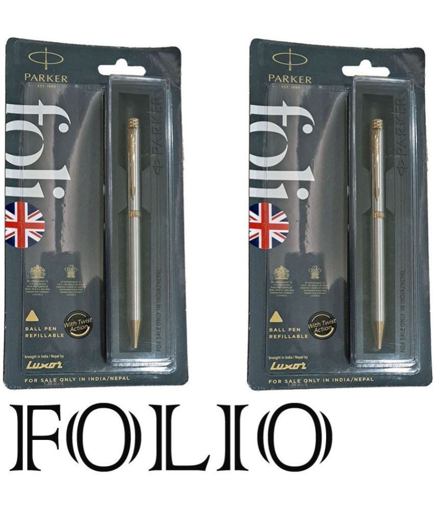     			Parker Folio Stainless Steel Gt Ball Pen Pack of 2