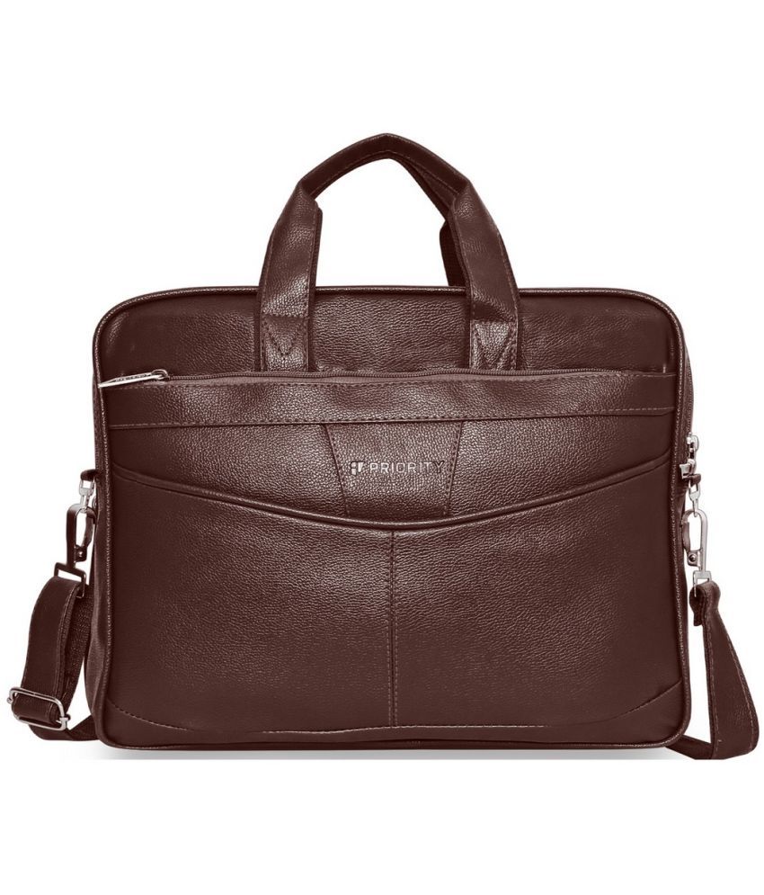     			Priority Brown Solid Messenger Bag