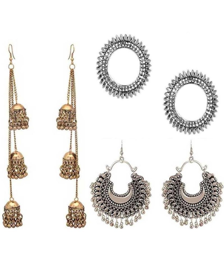     			Samridhi DC Silver Hoops Earrings ( Pack of 3 )