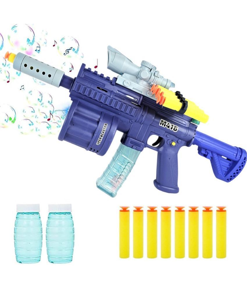     			TOY DEKHO  3 in 1 Electric Gun Toy for Kids, Bubble Machine Gun,for Boys/Girls, Soft Bullet Blaster Gun Toy Shooting Gun Toy with Dart,   Age  4+ Years Plastic Multicolour Musical Battery Operated Toy