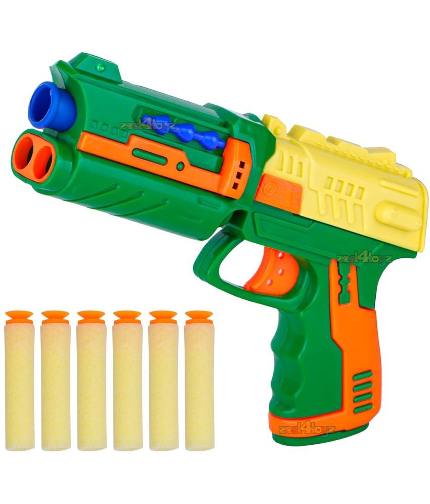     			Zest 4 Toyz Toys Gun for Boys Blaster Blaze Storm Automatic Shooting Gun with 6 Pcs Soft Foam Bullets Darts Toys for Kids Girls (Multi-Color) Pack of 1