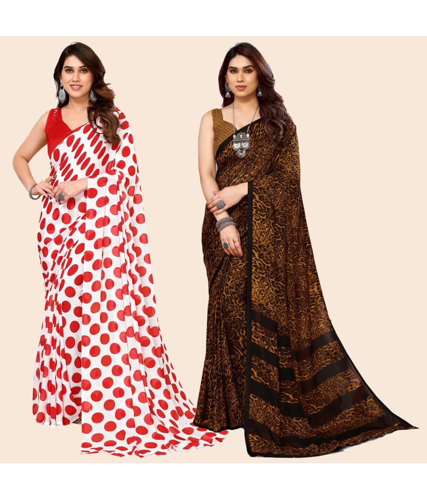     			ANAND SAREES Georgette Printed Saree With Blouse Piece - Multicolour ( Pack of 2 )