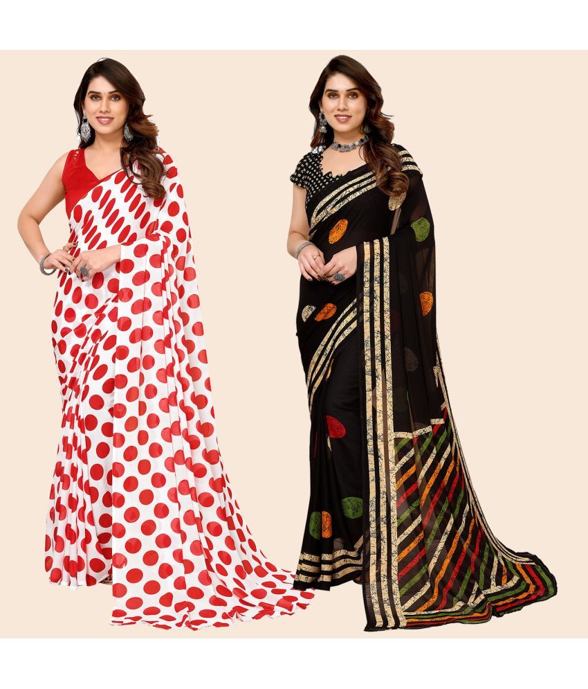     			ANAND SAREES Georgette Printed Saree With Blouse Piece - Multicolour ( Pack of 2 )