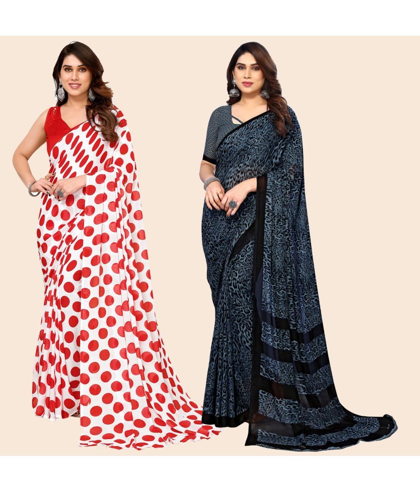     			ANAND SAREES Georgette Printed Saree With Blouse Piece - Multicolour ( Pack of 2 )