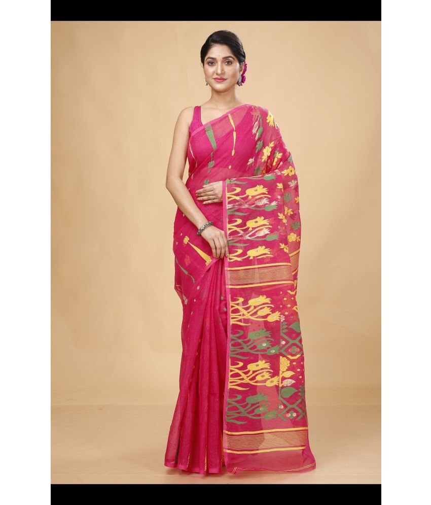     			Happy Creation Cotton Silk Woven Saree Without Blouse Piece - Red ( Pack of 1 )