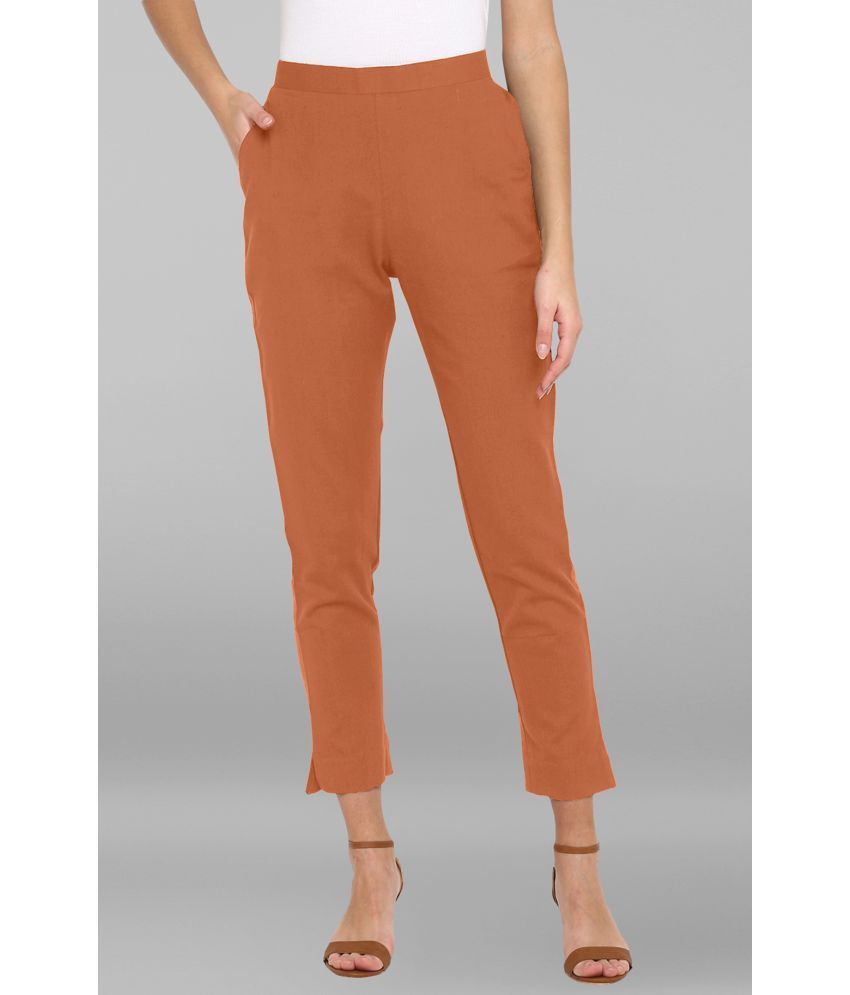     			Janasya - Orange Cotton Women's Straight Pant ( Pack of 1 )