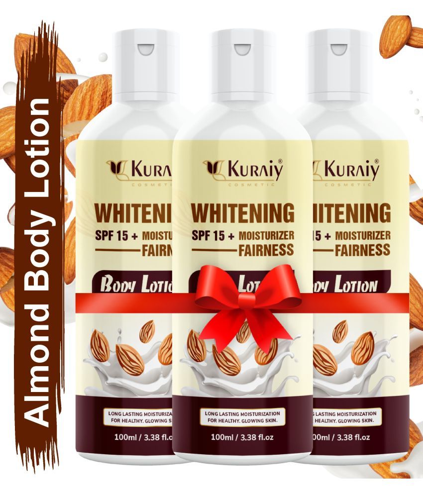     			KURAIY Body Lotion for Body Milk with Almond Oil & Vitamin E For Men & Women (100 ml)Pack Of 3