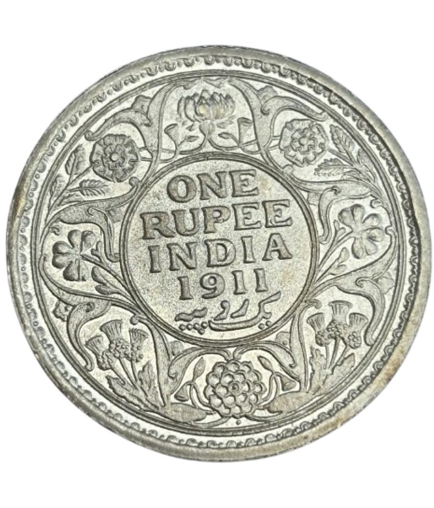     			ONE RUPEE INDIA 1911 GEORGE V KING EMPEROR VERY UNIQUE AND RARE COIN