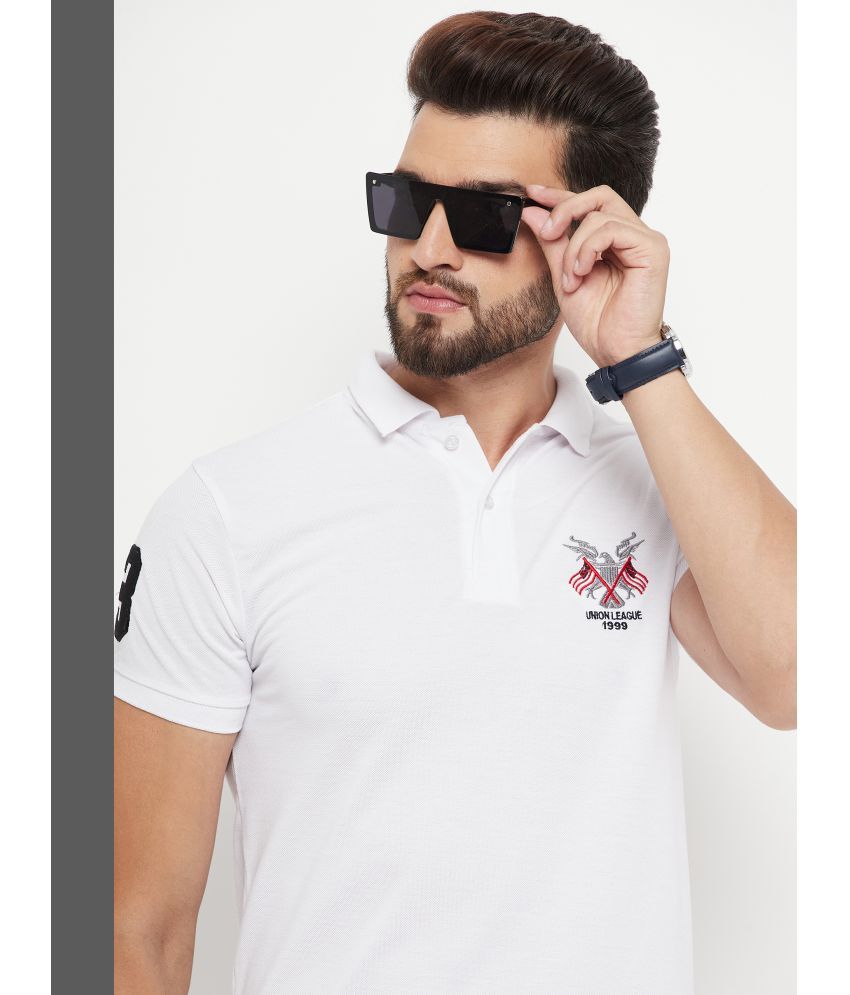     			RELANE Cotton Blend Regular Fit Solid Half Sleeves Men's Polo T Shirt - White ( Pack of 1 )