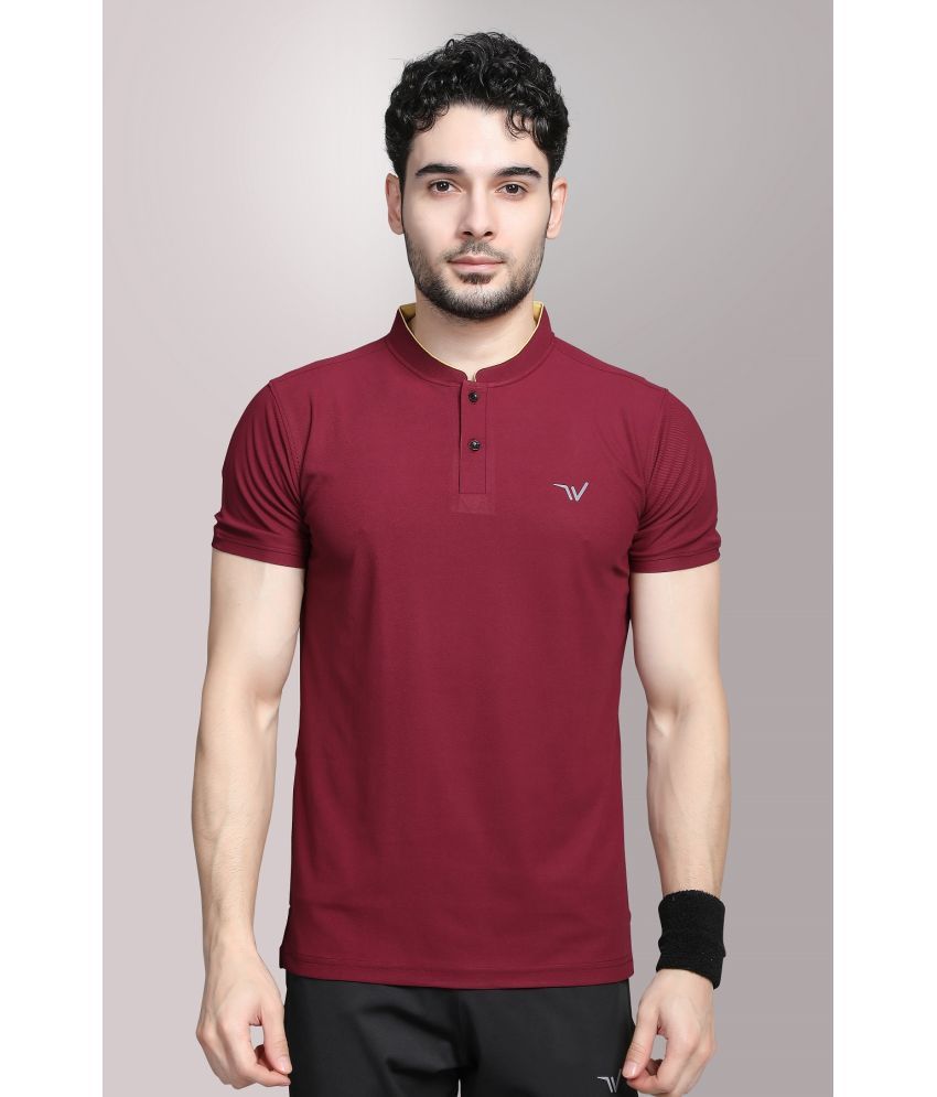     			WEWOK Polyester Regular Fit Solid Half Sleeves Men's T-Shirt - Maroon ( Pack of 1 )