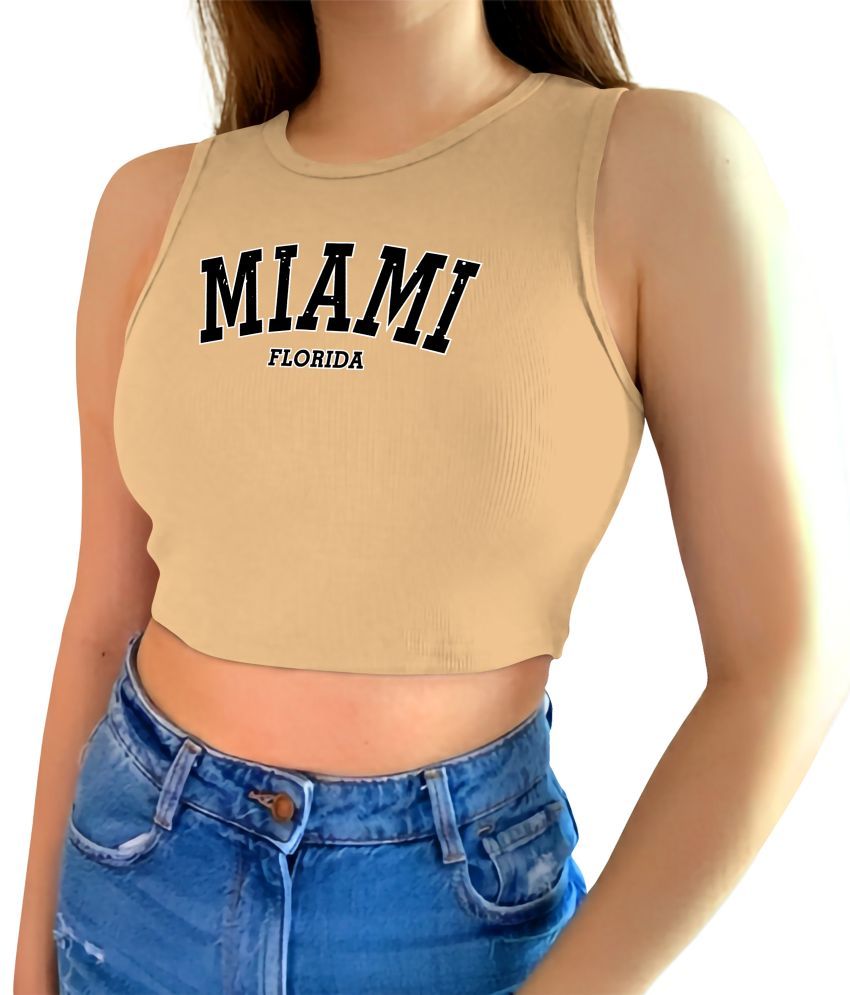     			fashion and youth Beige Cotton Blend Women's Crop Top ( Pack of 1 )