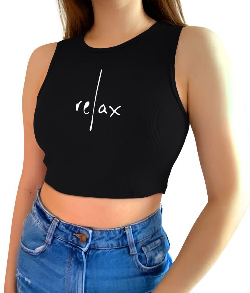     			fashion and youth Black Cotton Blend Women's Crop Top ( Pack of 1 )