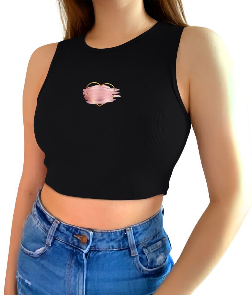     			fashion and youth Black Cotton Blend Women's Crop Top ( Pack of 1 )