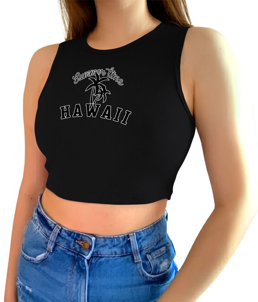     			fashion and youth Black Cotton Blend Women's Crop Top ( Pack of 1 )