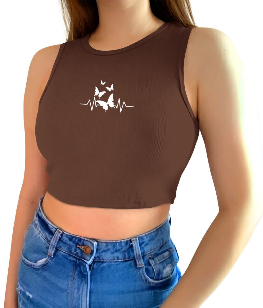     			fashion and youth Brown Cotton Blend Women's Crop Top ( Pack of 1 )