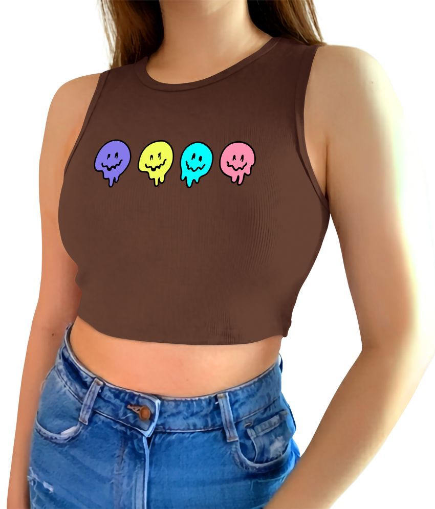     			fashion and youth Brown Cotton Blend Women's Crop Top ( Pack of 1 )