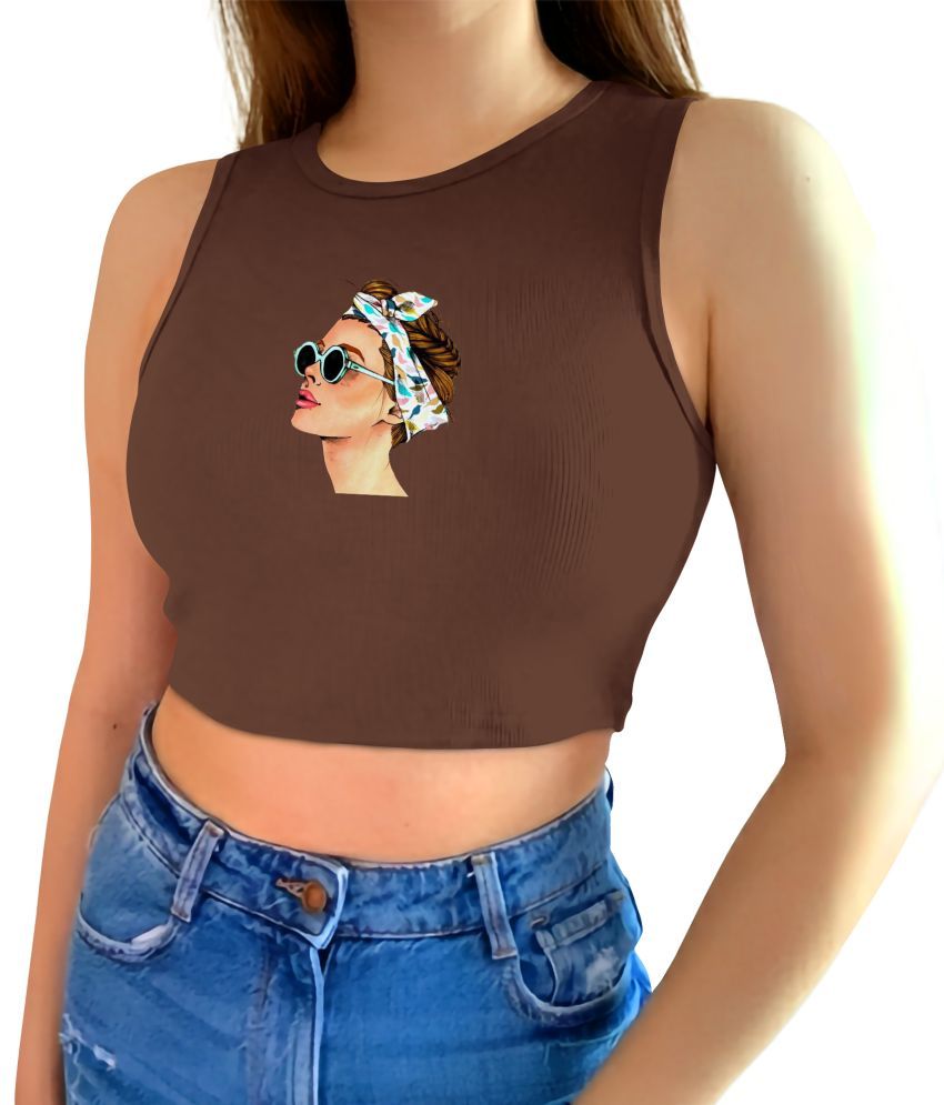     			fashion and youth Brown Cotton Blend Women's Crop Top ( Pack of 1 )