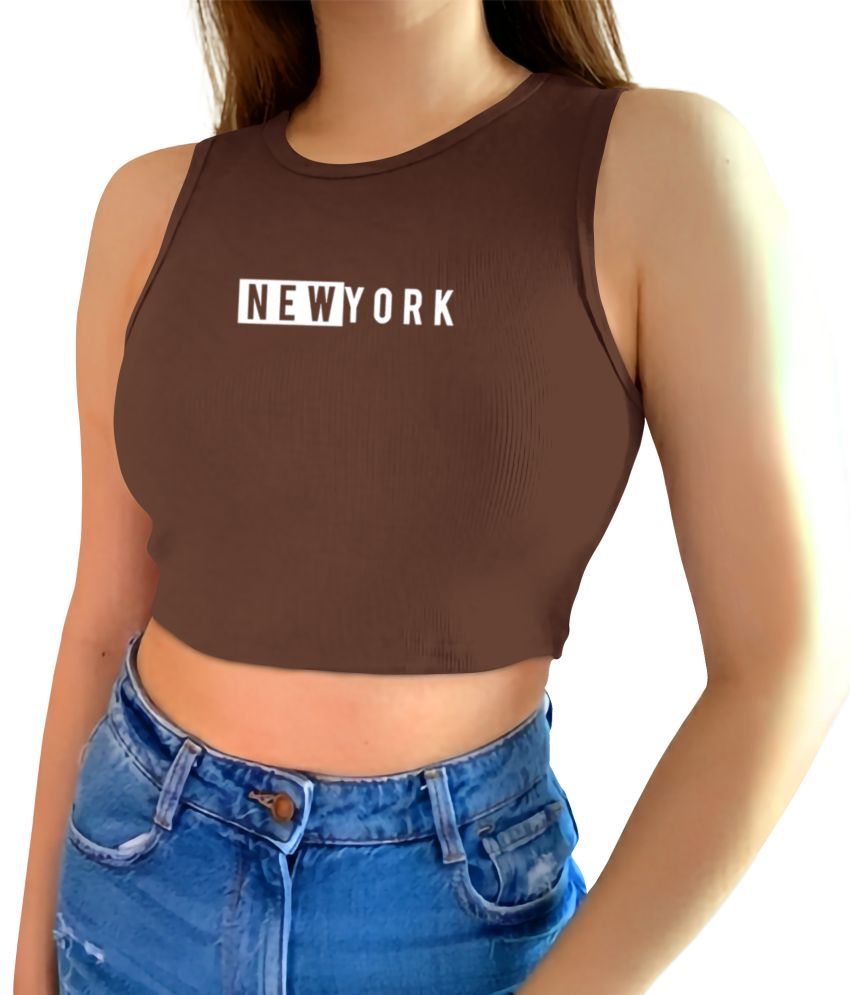     			fashion and youth Brown Cotton Blend Women's Crop Top ( Pack of 1 )