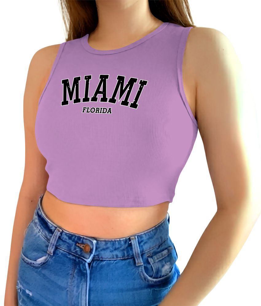     			fashion and youth Purple Cotton Blend Women's Crop Top ( Pack of 1 )