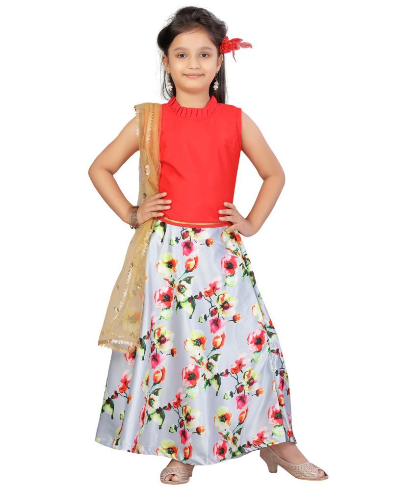     			Aarika Silk Lehenga Choli Set For Girls ( Pack of 1 , Red )