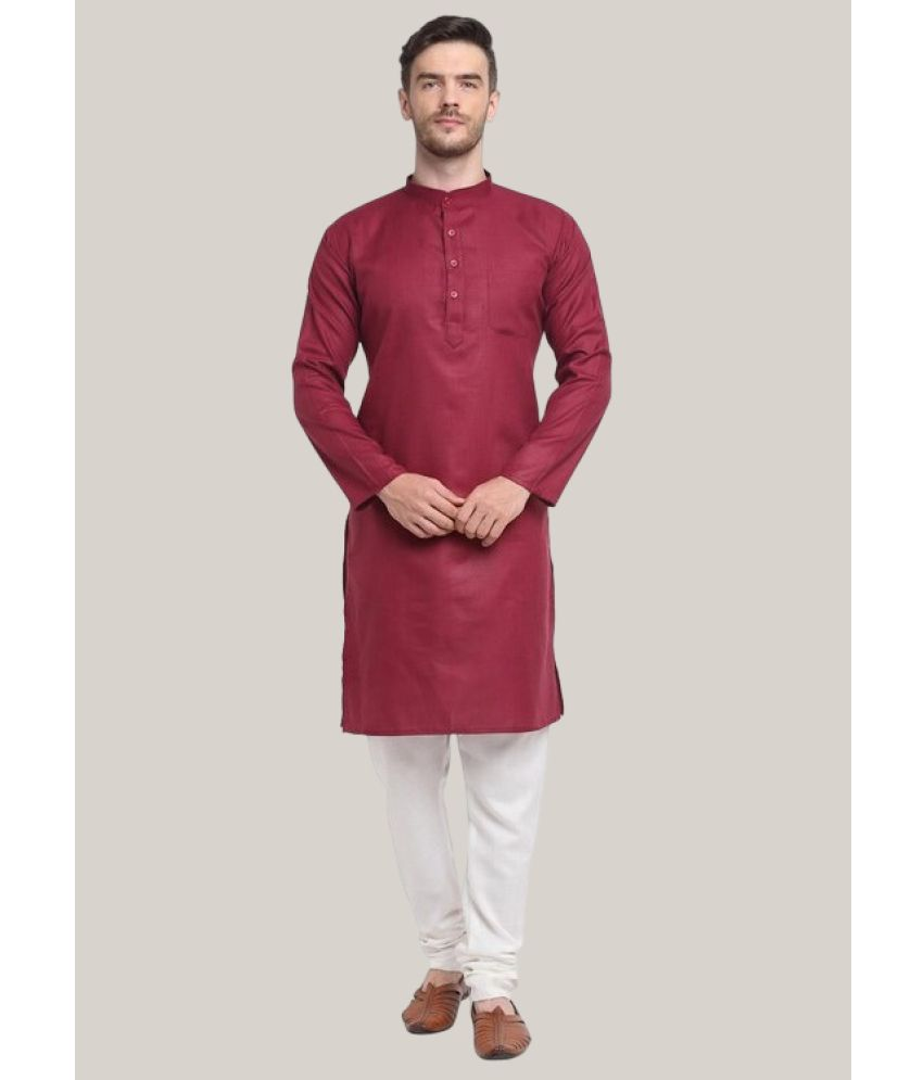     			Balaji's Maroon Cotton Blend Regular Fit Men's Kurta Pyjama Set ( Pack of 1 )