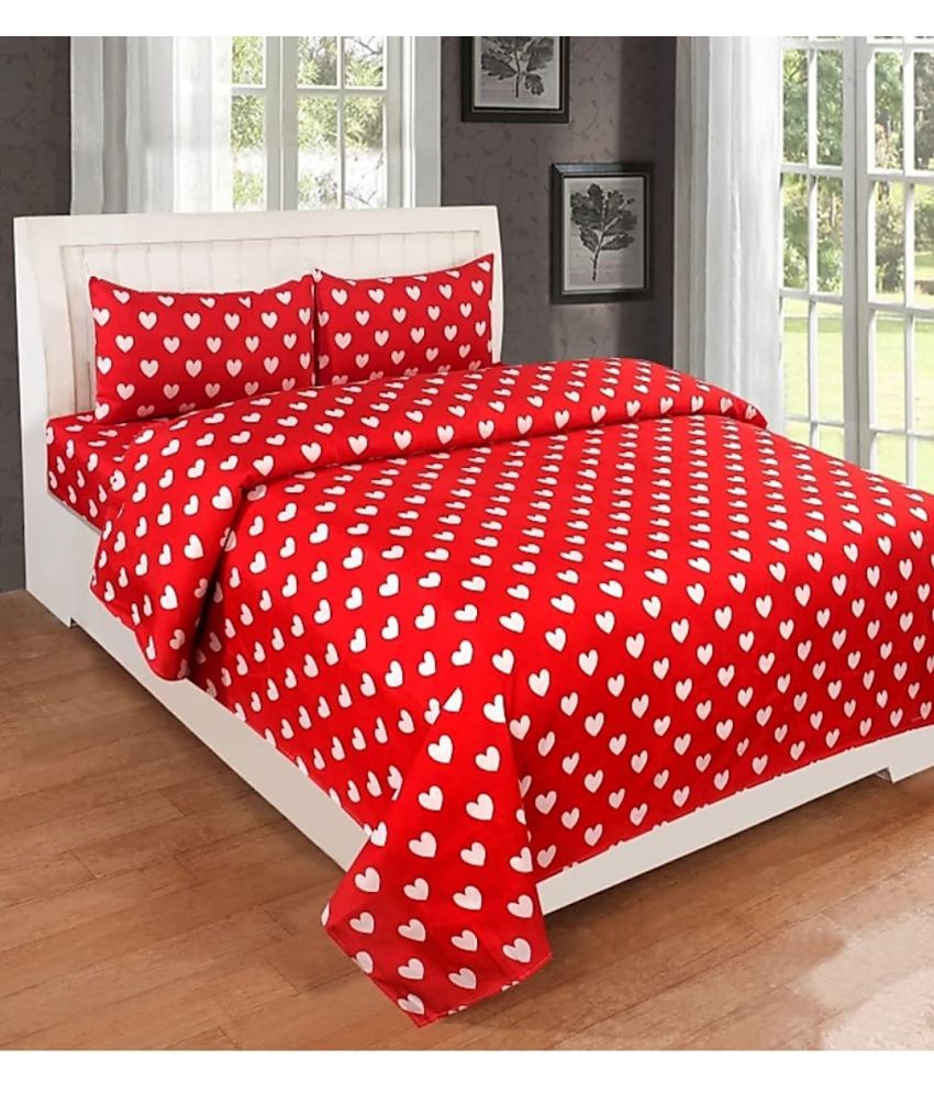     			Blinkberry Microfiber Abstract 1 Double King Size Bedsheet with 2 Pillow Covers - Red