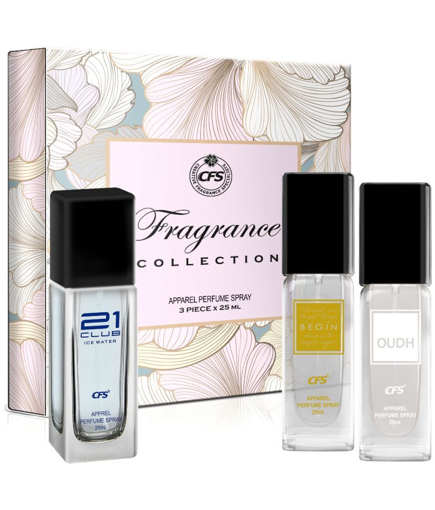     			CFS Fragrance Collection Unisex Perfume Gift Set Ice Water, Begin Gold, Oudh White 25ml Each