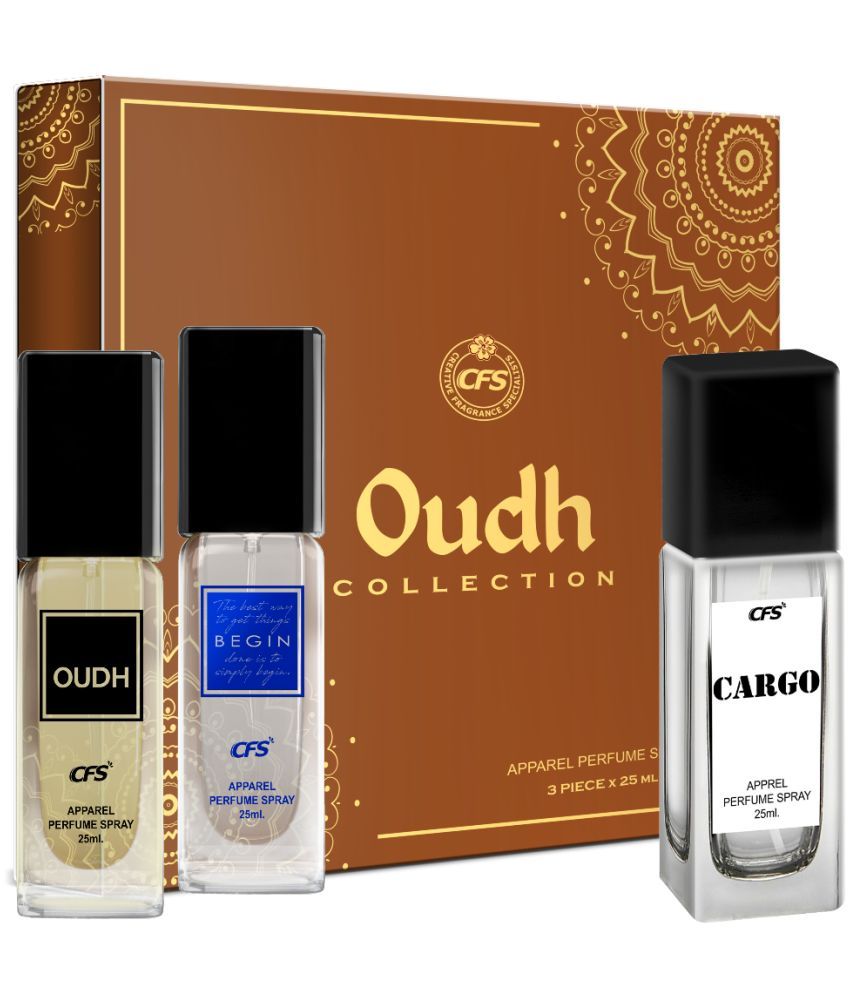     			CFS Oudh Collection Unisex Perfume Gift Set Oudh Black, Begin Blue, Cargo White 25ml Each