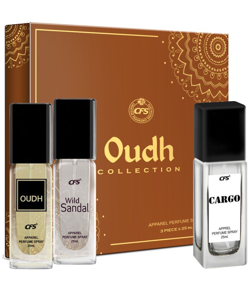     			CFS Oudh Collection Unisex Perfume Gift Set Oudh Black, Wild Sandal, Cargo White 25ml Each