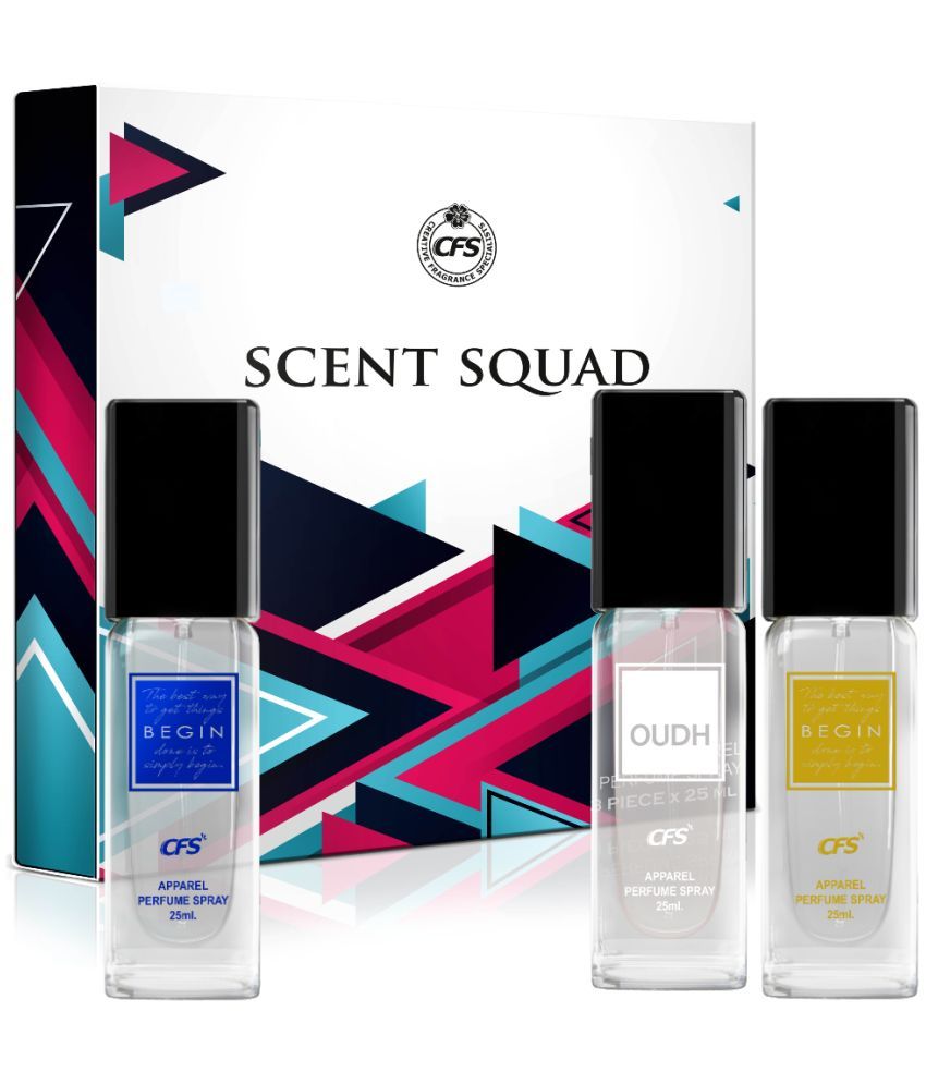     			CFS Scent Squad Unisex Perfume Gift Set Begin Blue, Begin Gold, Oudh White 25ml Each