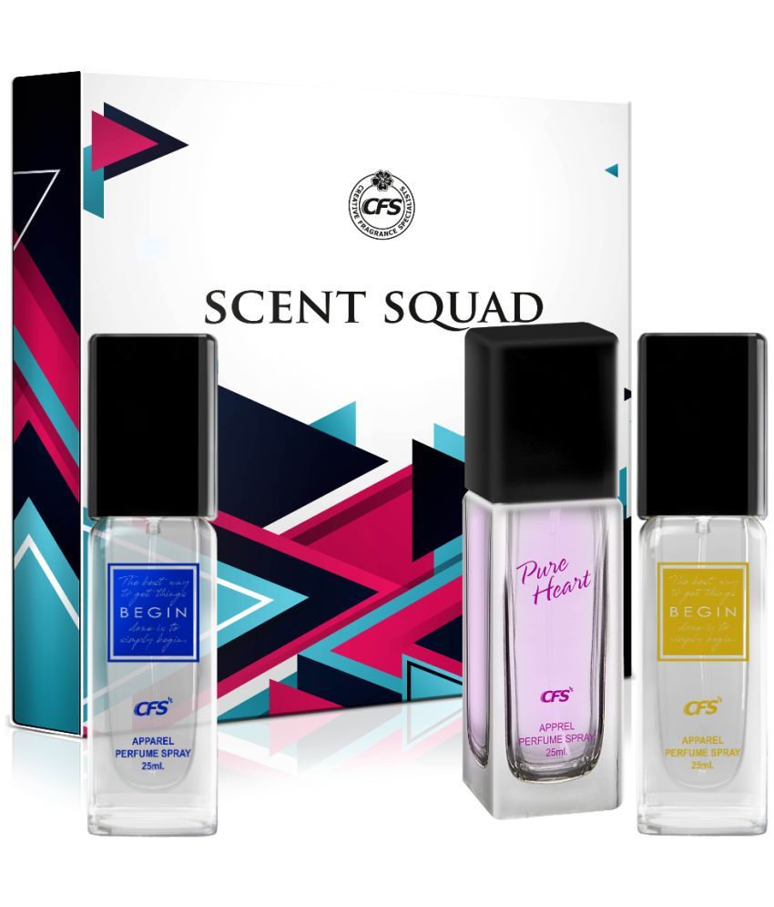     			CFS Scent Squad Unisex Perfume Gift Set Begin Blue, Begin Gold, Pure Heart Pink 25ml Each