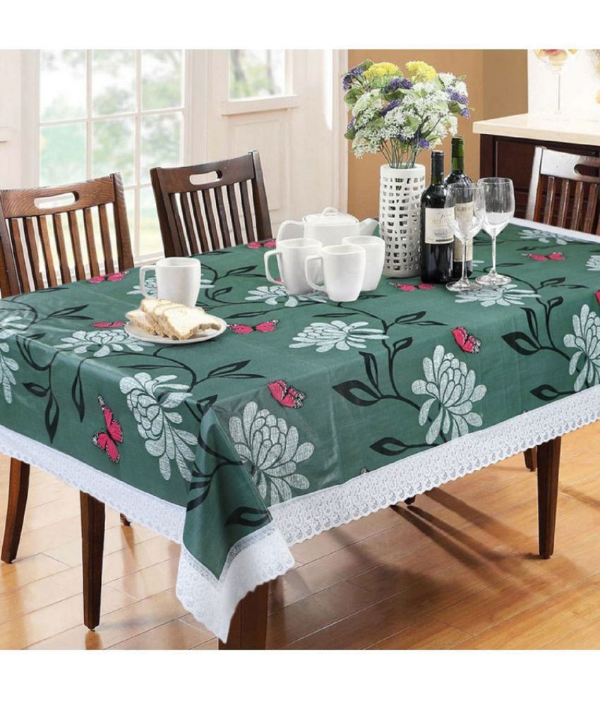     			Crosmo Printed PVC 6 Seater Rectangle Table Cover ( 228 x 152 ) cm Pack of 1 Green