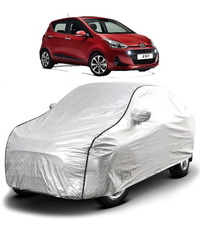     			GOLDKARTZ Car Body Cover for Hyundai i10 With Mirror Pocket ( Pack of 1 ) , Silver