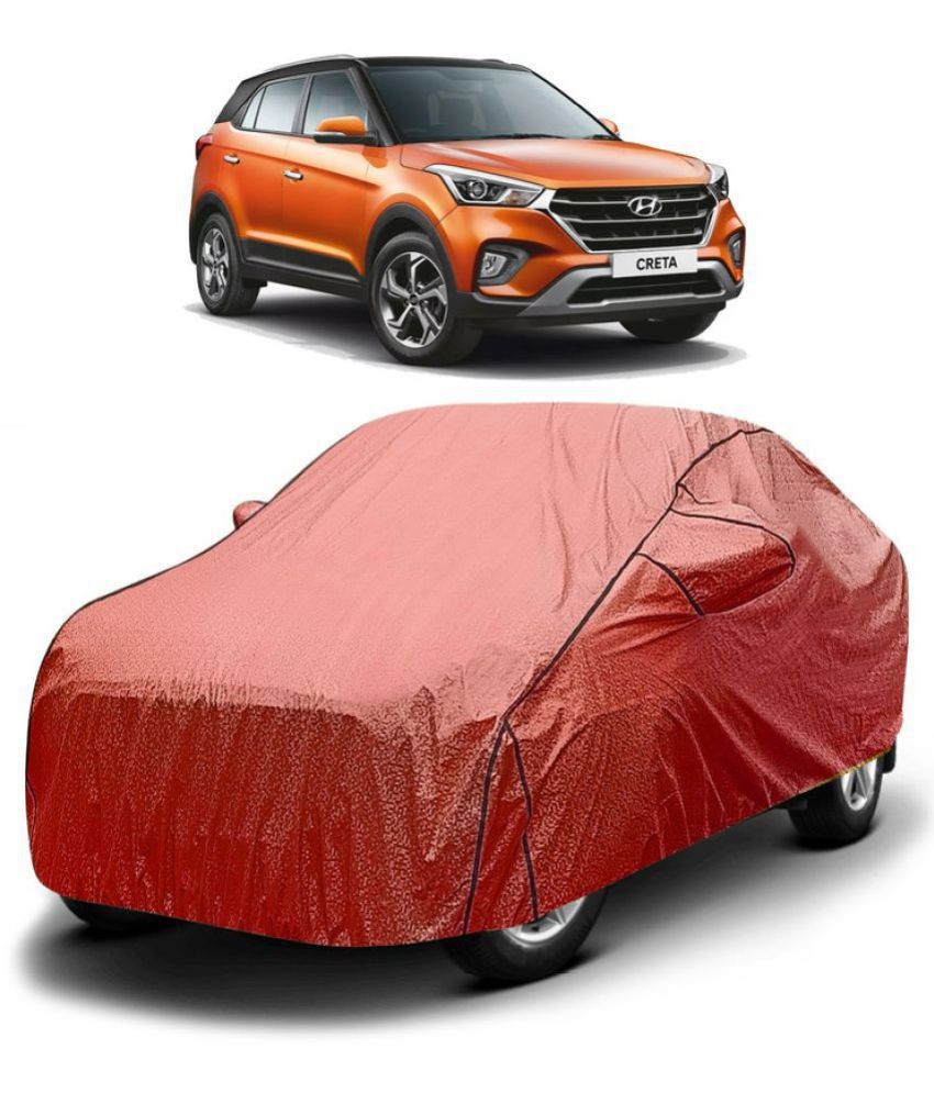     			GOLDKARTZ Car Body Cover for Hyundai Creta With Mirror Pocket ( Pack of 1 ) , Red
