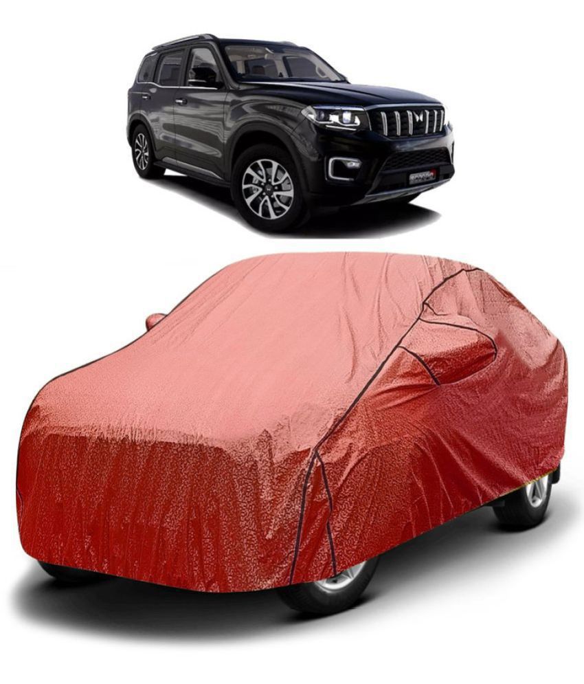     			GOLDKARTZ Car Body Cover for Mahindra Scorpio With Mirror Pocket ( Pack of 1 ) , Red